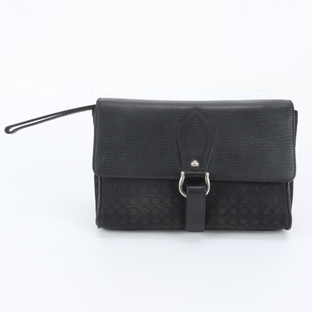 Salvatore Ferragamo Gancini Leather Second Bag Clutch Pouch for Men